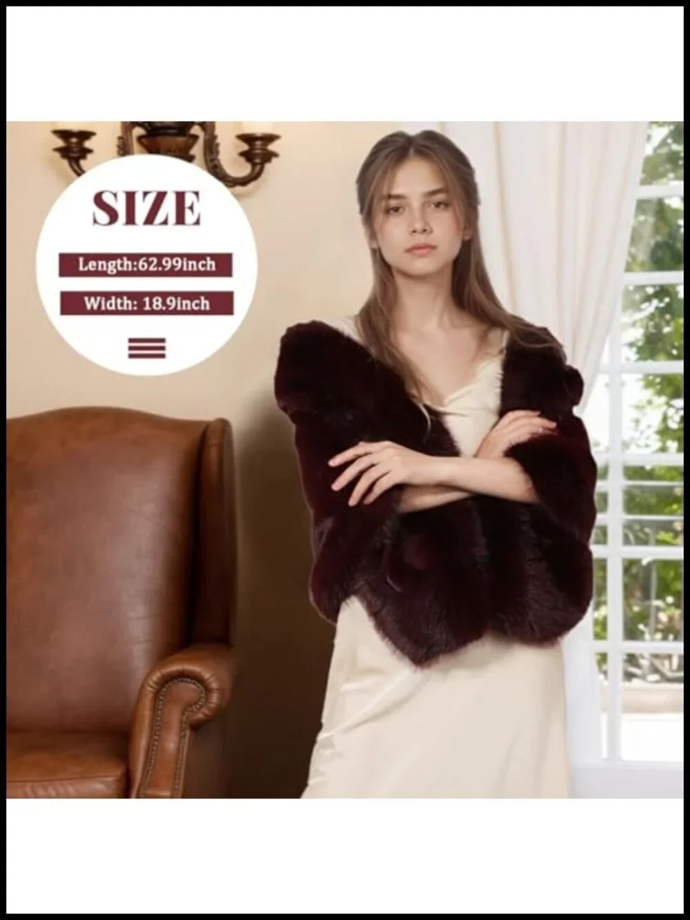 Faux Fur Wrap Cape Shawl Winter Warm Luxury Cloak Party Evening Formal Coat